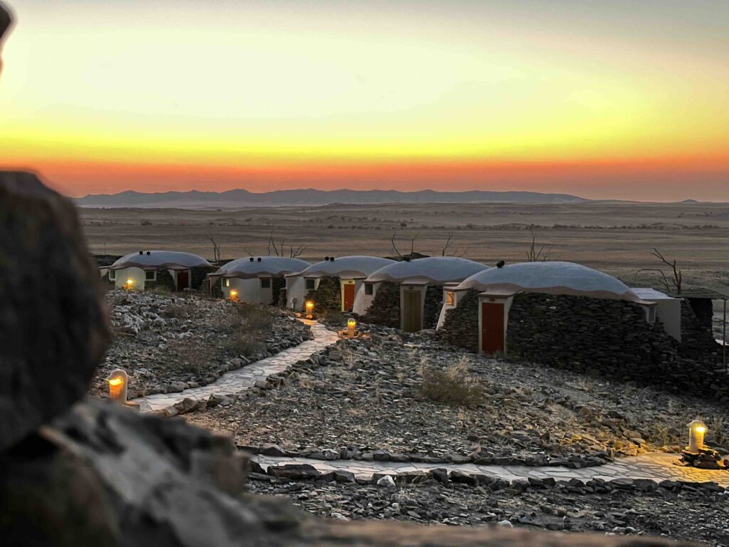 Lodge in Namibia al tramonto